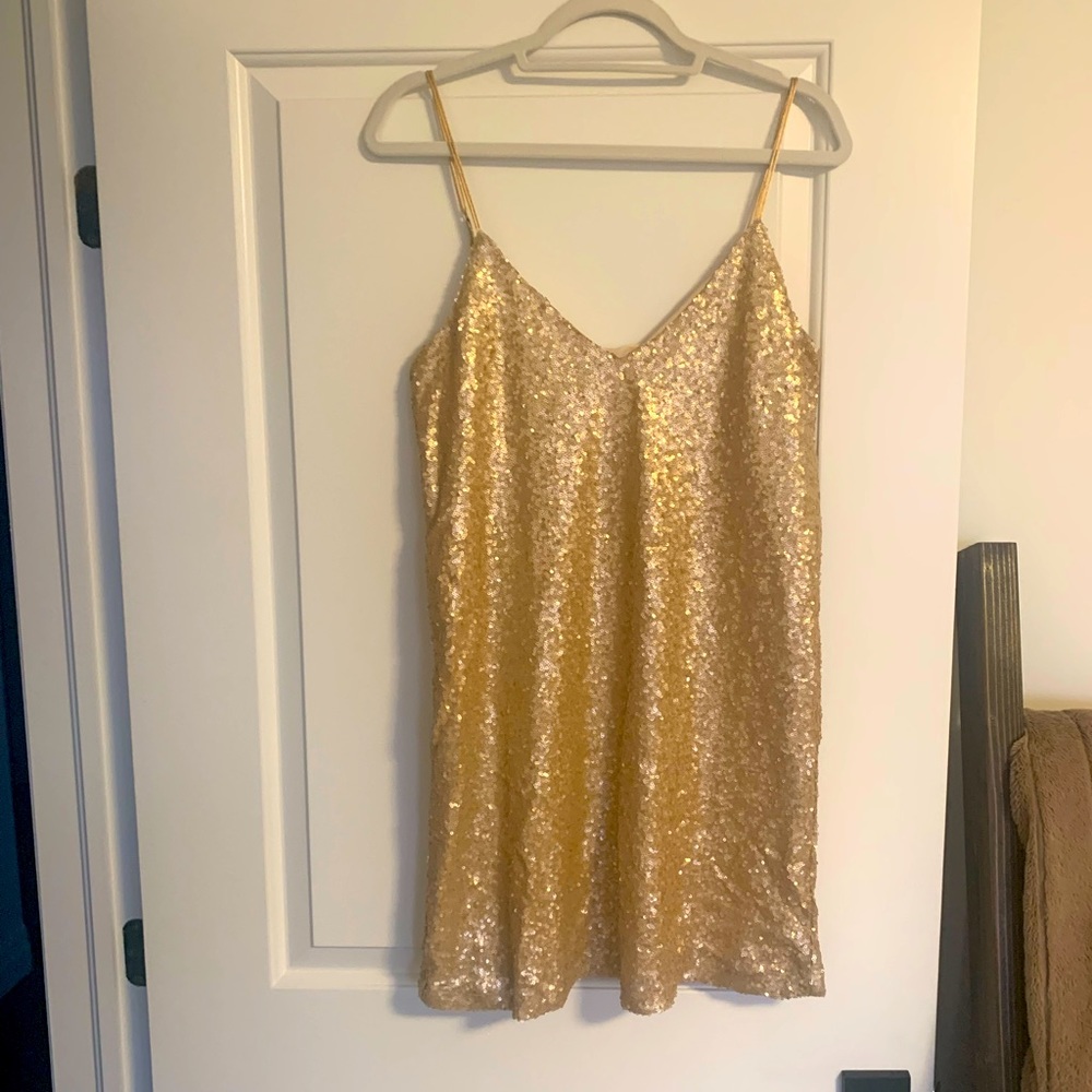 Gold sequin dress